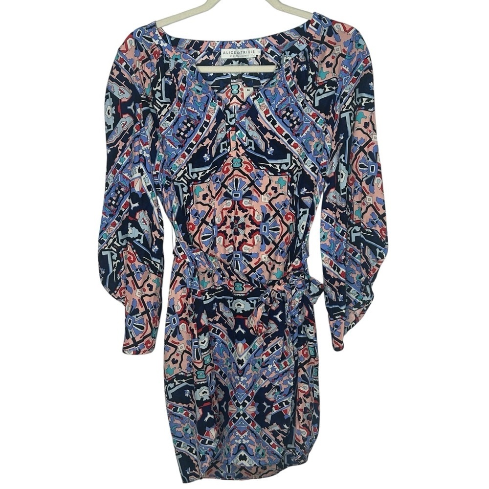 Alice & Trixie Multicolor Silk Geometric Print Dress NWT
